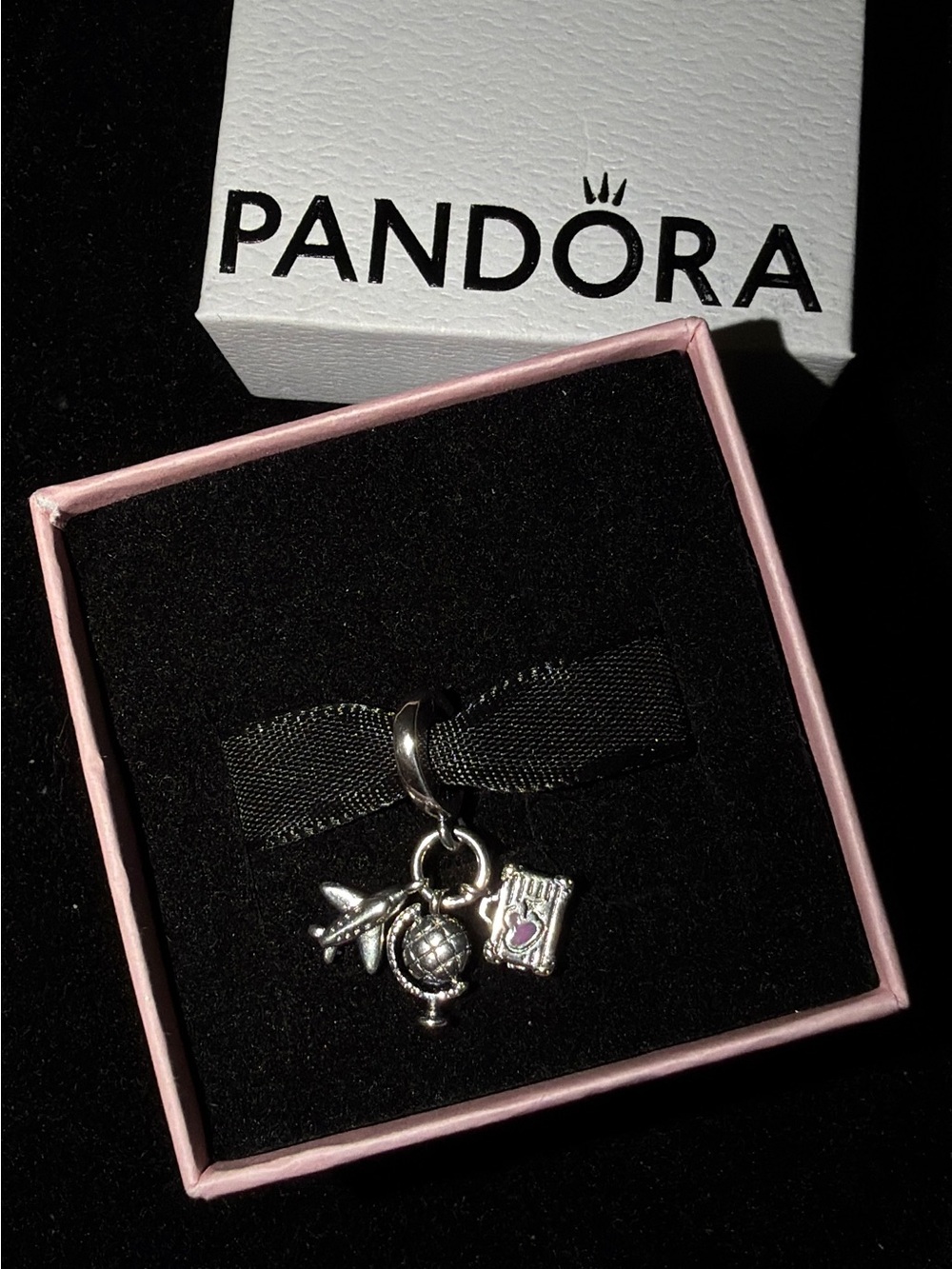 Airplane, Globe & Suitcase Dangle Charm